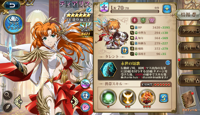 ティアリスSP化のステータス
