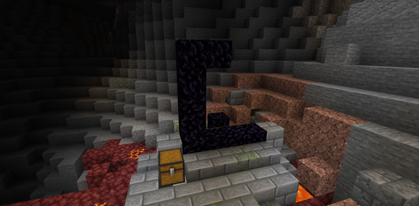 洞窟の中の荒廃したポータル